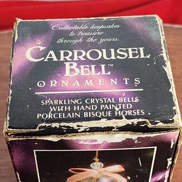 Carrousel Bell Ornaments Sparkling Crystal Bell w/Hand Painted Porcelain Horse - Picture 9 of 16